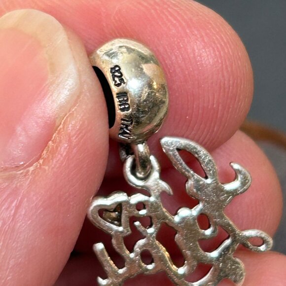 VTG Sterling Silver 925 I LOVE YOU Slide Dangle Charm Red Crystal Accent Stone - Picture 6 of 12